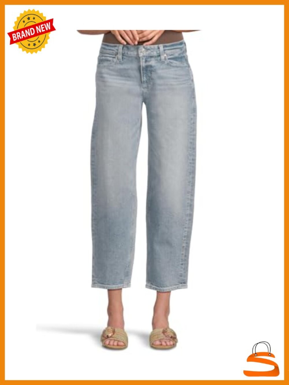 High-Rise Barrel Leg Jeans with Straight Leg Style